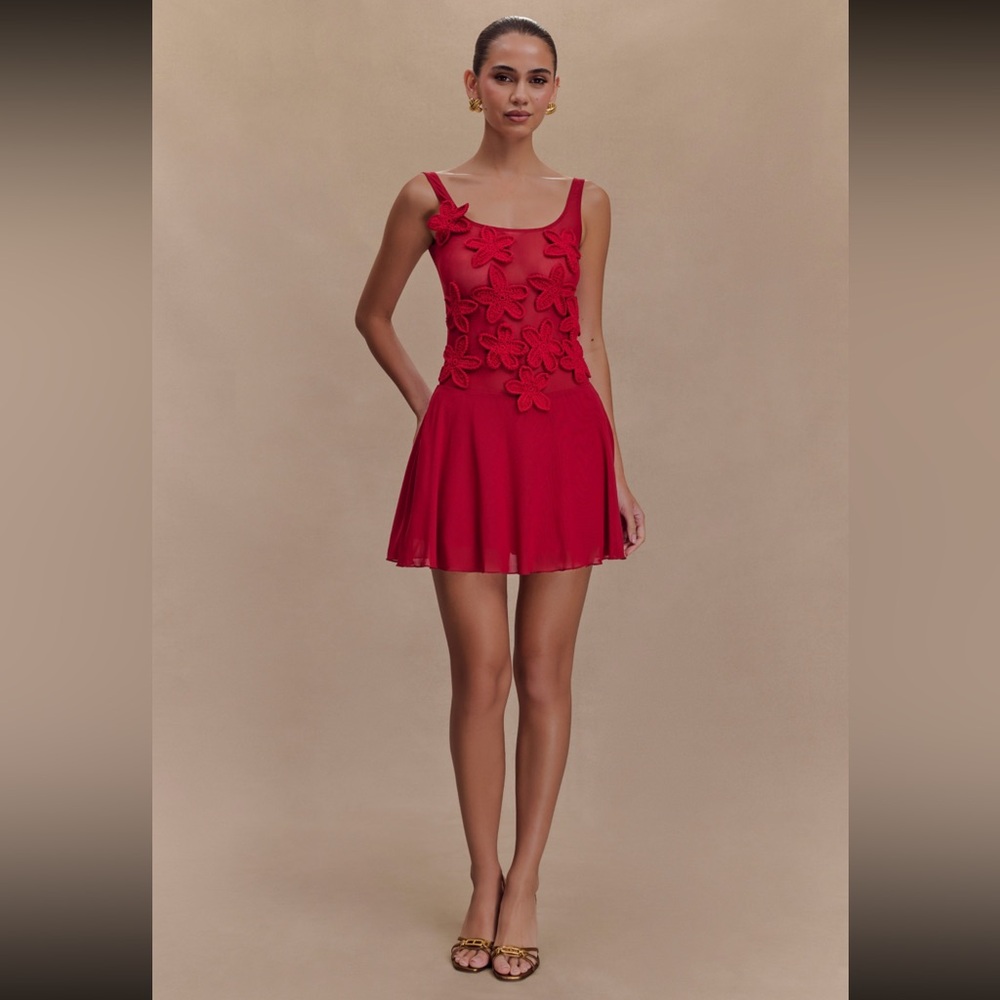 Melanie Mesh Mini Dress with flowers - Meshki - xxs